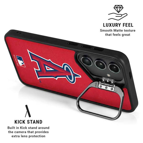 MLB Los Angeles Angels - Solid Distressed Galaxy S24 FE Kickstand Case